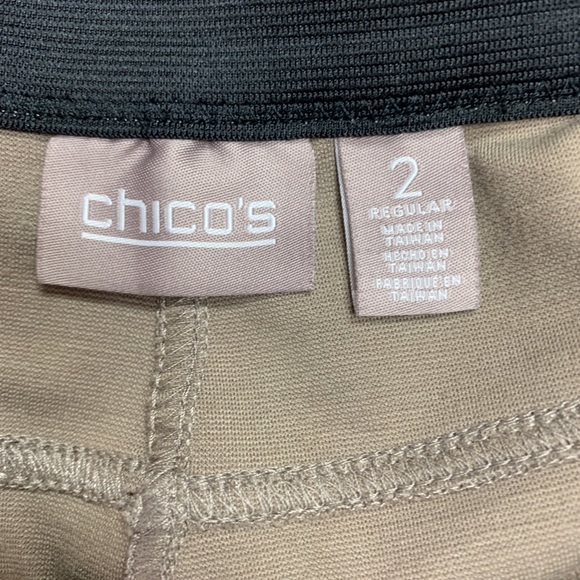Chico’s 2 zip front stretch pants in khaki tan EUC - Picture 6 of 8
